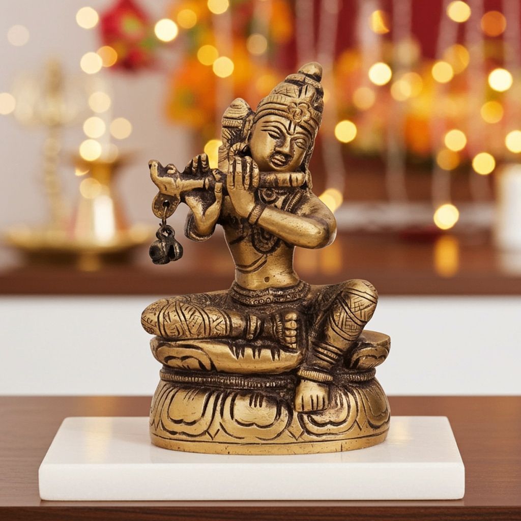 Brass Showpiece Krishna Statue (BSMAS1269 C)