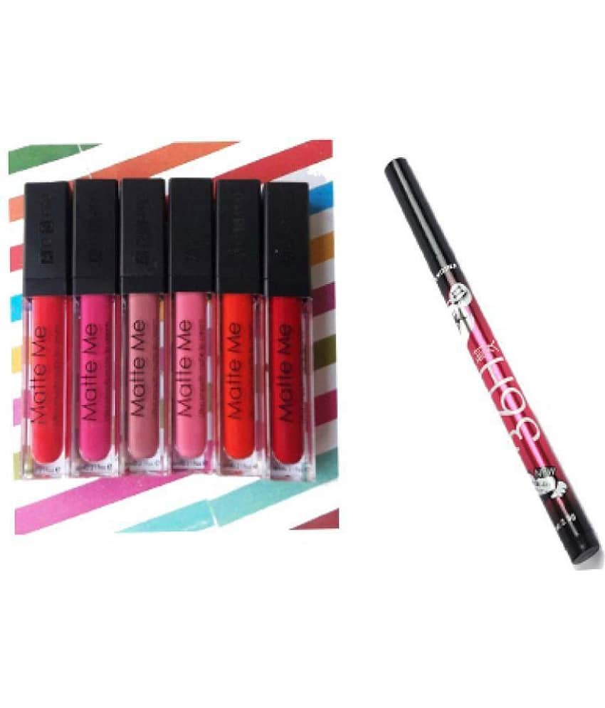 ADS Matte Me Ultra Smooth Liquid Lipstick Set Of 6 With 1 Sketch Eye Liner