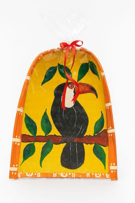 Toucan Charm Bamboo Sieve – Hand-Painted Wall Décor