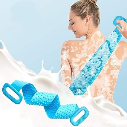 AABHA Silicone Bath Body Brush, Exfoliating Long Body Back Scrubber Soft Bristles for Men and Women, Improves Blood Circulation & Skin Health(MultiColor)