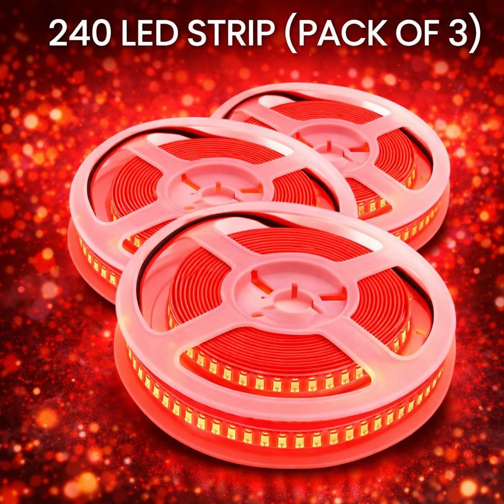 SPARKWORLD 240 LEDs 5 m Red Steady Strip Rice Lights (Pack of 3)
