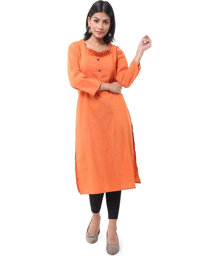 DESHBANDHU DBK - Orange Cotton Women's Straight Kurti