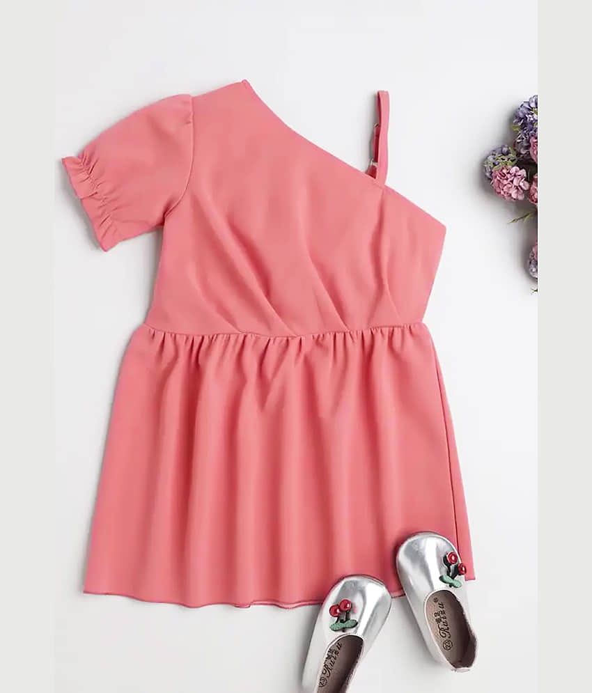 Addyvero Lycra Fit And Flare Dress For Girls ( Pack of 1 , Pink )