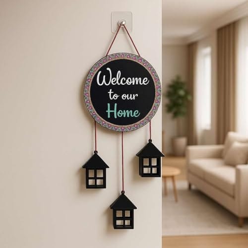 Wall Hanging Welcome Sign Decorative Quote Board For Home, Door, Entrance, Hall & Office - Rustic Wall Art &