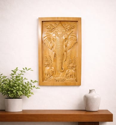 Hand-Carved Wooden Elephant Frame Wall Hanging (Small Size) Hand-Carved Wooden Elephant Frame Wall Hanging (Small Size)
