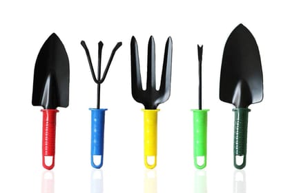 DHRUVINSRI Complete 5-Piece Garden Tool Set,, Rustproof, Comfortable & Durable for Efficient Gardening | Essential Gardening Tools | Pack of 5
