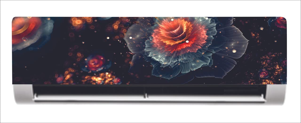 DreamKraft Decorative Beautiful Flowers with Dark Background AC Sticker (Multicolor PVC Vinyl, 30cm X 91cm)