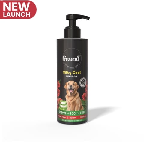 Petterati Silky Coat Dog Shampoo, Healthy, Shiny & Silky Fur, Malodour Neutraliser, Pet-Friendly Fragrance, 200ml + 100ml Free