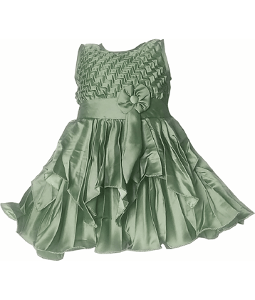 harshvardhanmart.com Baby Girls Satin Frocks ( Green )