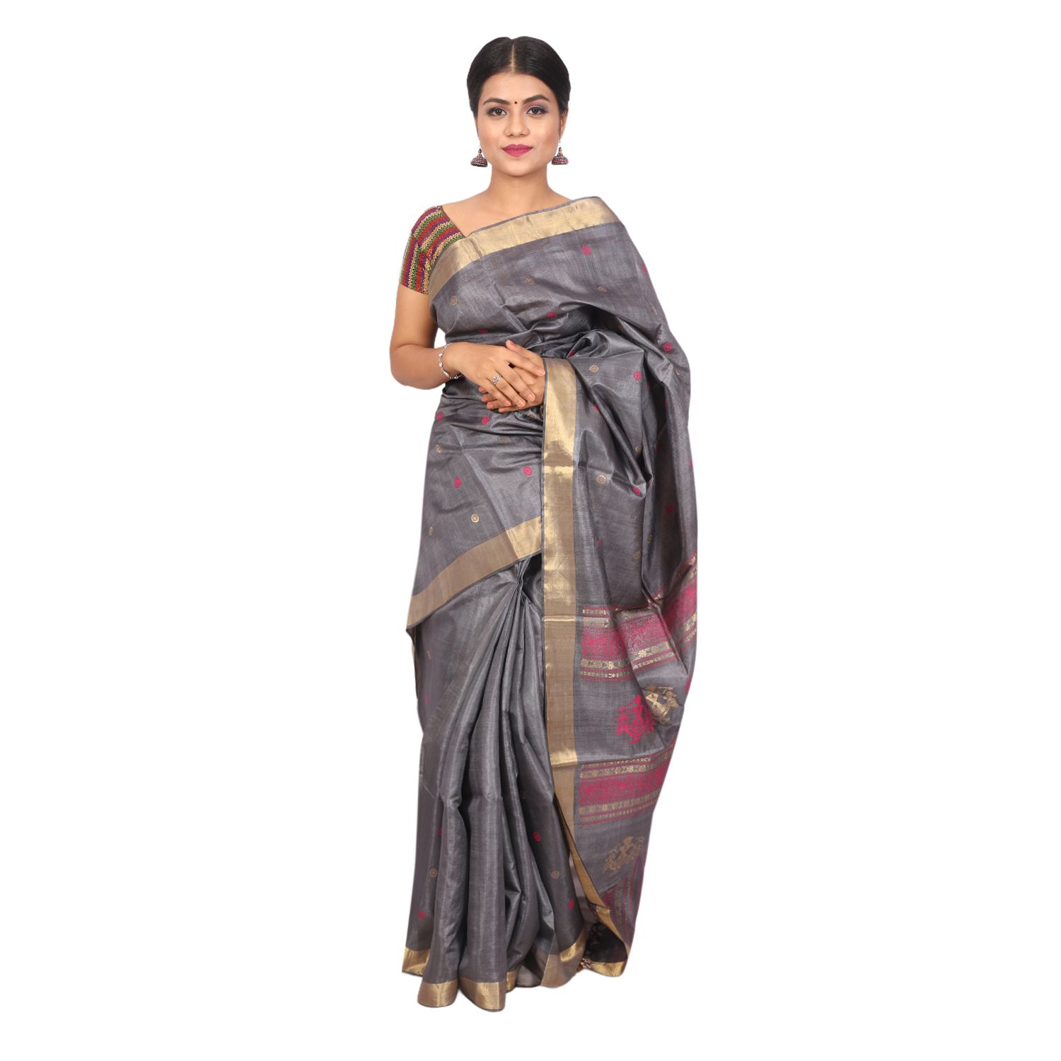 HANDLOOM KOSA SAREE WITH BLOUSE (SKU - 1SXT01071020 SAREE- 255)