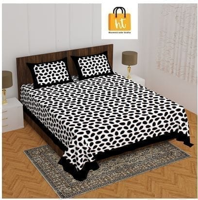 3001-Hometrade India-Standard King Size (90*108 Inches) Double Bedsheet With 2 Pillow Cover-RJ-14-Jaipur lining-3115