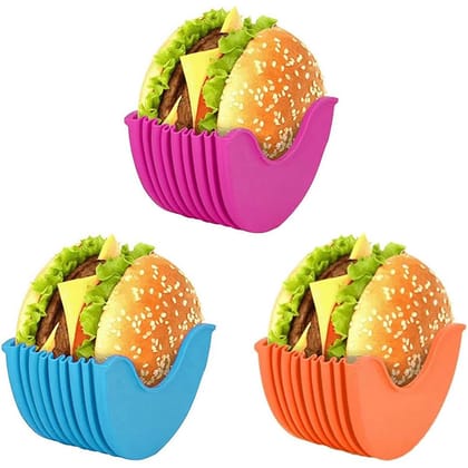 DHRUVINSRI Silicone Burger Holder Snack Holder Reusable Burger Holder