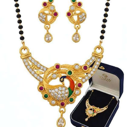 manglsutr with trendy peacock design with earing