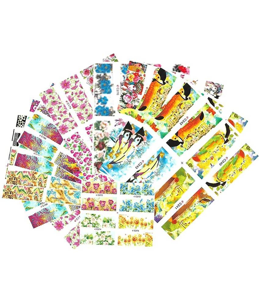 FOK 24 Pcs Nail Art Water Stickers Nails Decals Decorations Manicure Tips (Random Design) 50 g