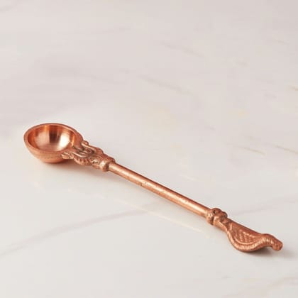 Copper Pooja Achmani Pot � Sacred Ritual Vessel, Length : 5.6 Inch (ZMAS307 D)