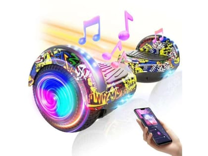 Pulse Board P6+ UL 2272 Certified Hoverboard Self Balancing Electric Scooter 6.5 Inch for Adult and Kids with LED Light and App (SkulCandy)