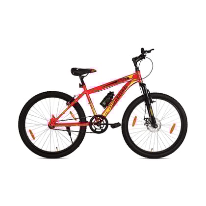 Leader Sniper MTB 24T With Front Suspension And Disc Brake-Ideal For 9-14 Years Age 24 T Mountain Cycle (Single Speed, Red, Black)