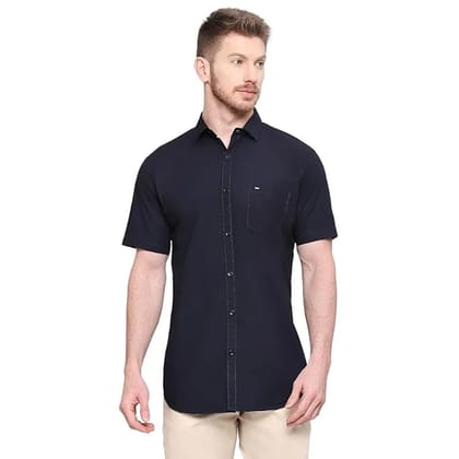 Grandstitch Mens Solid Cotton Half Sleeve Shirt