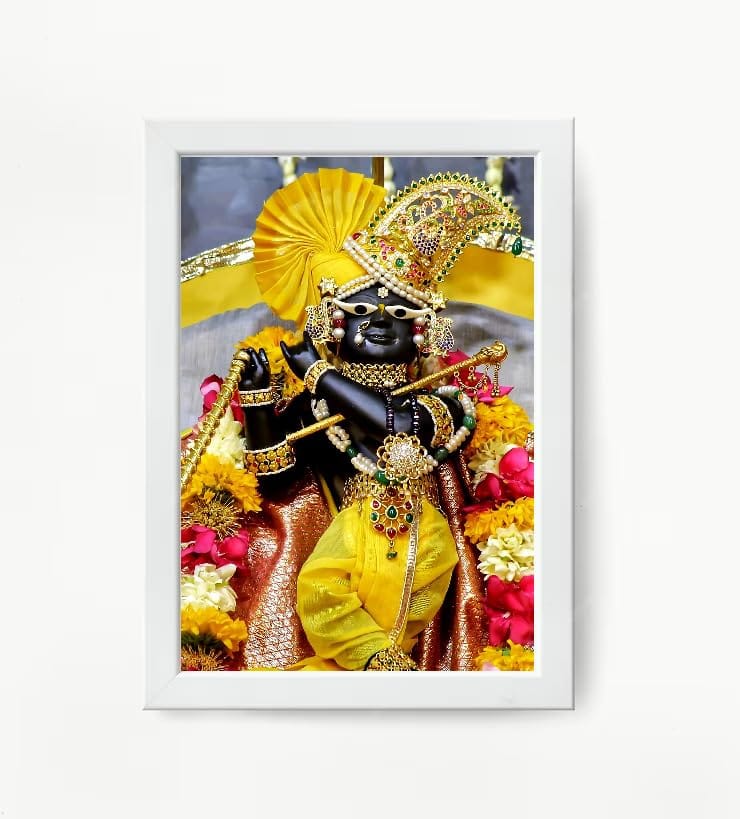 NOKKES Radha Raman Ji Vrindavan Radha Raman Thakur Ji White Photo Frames Religious Photo frame 5X7 Inch Photo Frame_QWW73