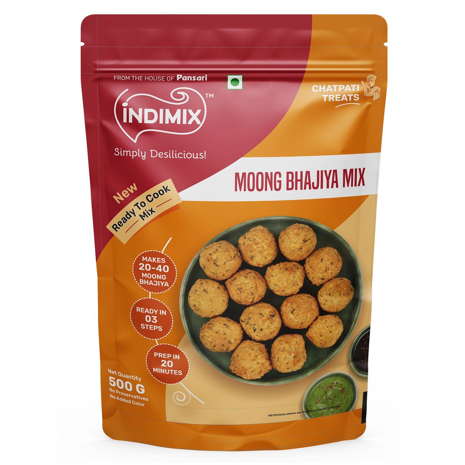 Indimix Ready to Cook Moong Bhajiya Mix - 500gm