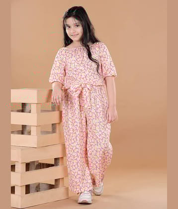 StyleStone Girls Rayon Jumpsuit ( Pack of 1 , Pink )