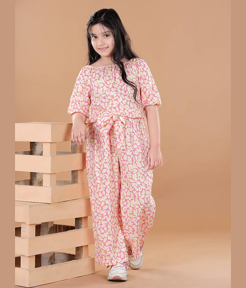 StyleStone Girls Rayon Jumpsuit ( Pack of 1 , Pink )
