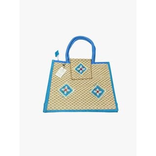 Blue Premium Jute Handcrafted Multipurpose Bag For Women