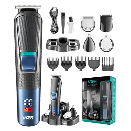 VGR V-108 Professional 10-in-1 Men’s Grooming Kit with Led Display