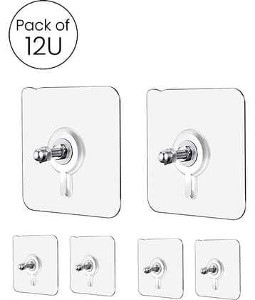 Self Adhesive Wall Hanging Hooks Pack of 12, WaterProof 10 Kg Capacity Strong for Home Kitchen