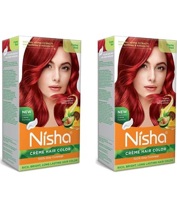 Nisha Creme Hair Color Flame Red 150g Pack of 2, Permanent Hair Colour, 100% Grey Coverage, Long Lasting Hair Colour