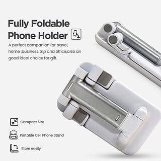 Digibuff Premium Smart Foldable Mobile Stand for Table and Bed, Height Adjustable Universal Phone Holder for All Smartphones Tablet