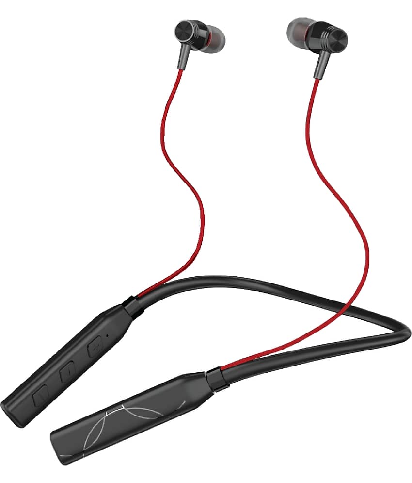 FPX Nova Power Bass Bluetooth Neckband | Pure Freedom, HD Sound & Clear Calls | 48 Hours(Black & Red)
