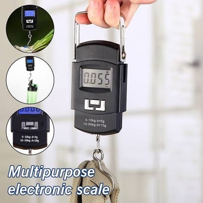 Weight Machine for Luggage | Wait Machine | Luggage Wighing Scale | Digital Weighing Scale |  Bag Weighing Scale for Luggage | Electronic Portable Fishing Hook Type Digital LED Screen - 50 KG Approx ( Random Colour ) (Cell Not Included )