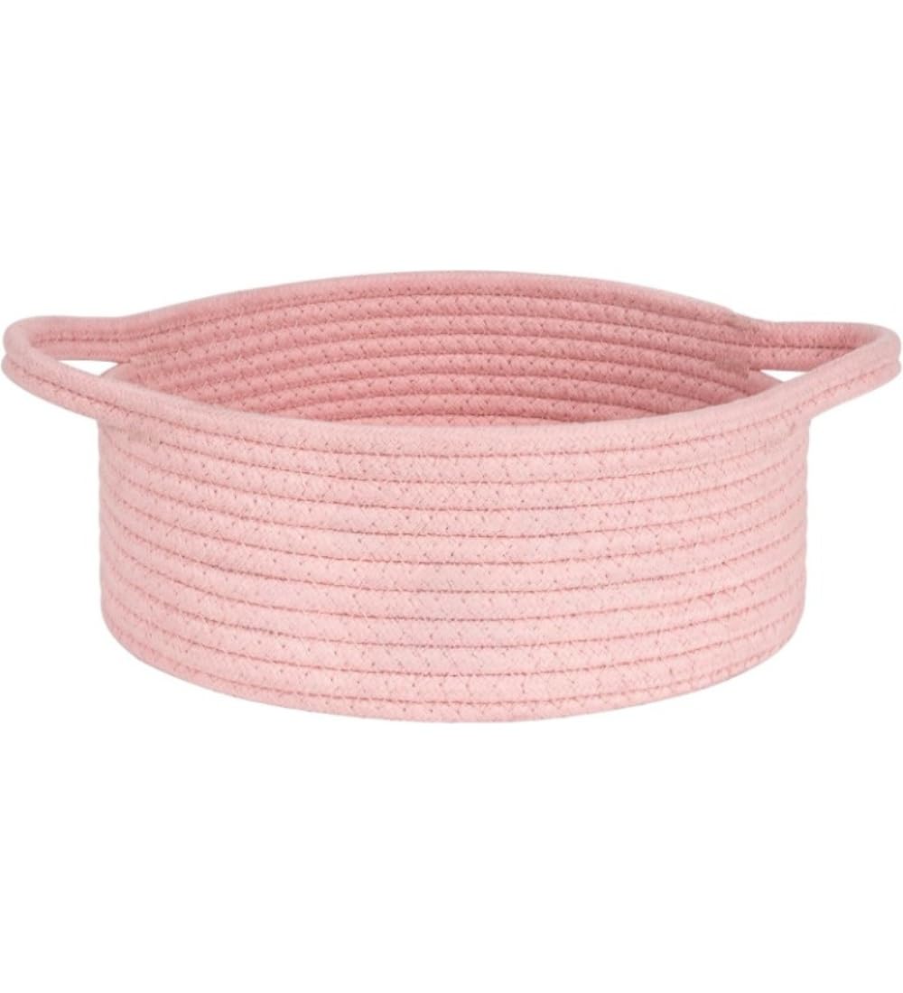 Generic Cotton 8x3 Inch Round Bedside Organizer With Out Lid (Pink)-PID66376
