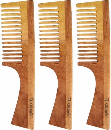 Oilanic Neem Wooden Comb(7.5 inches) Hair Brush Pack of 3