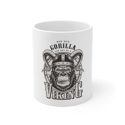 DARSHANS Ceramic Gorila Desing Printed Coffee Mug (Color: White, Capacity:330ml)
