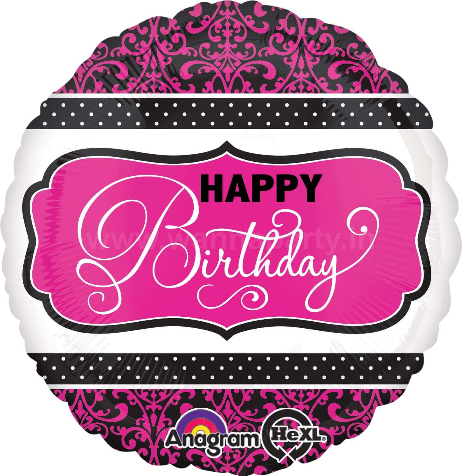 Wanna Party Pink & White HaPPy Birthday Balloons 18" S40