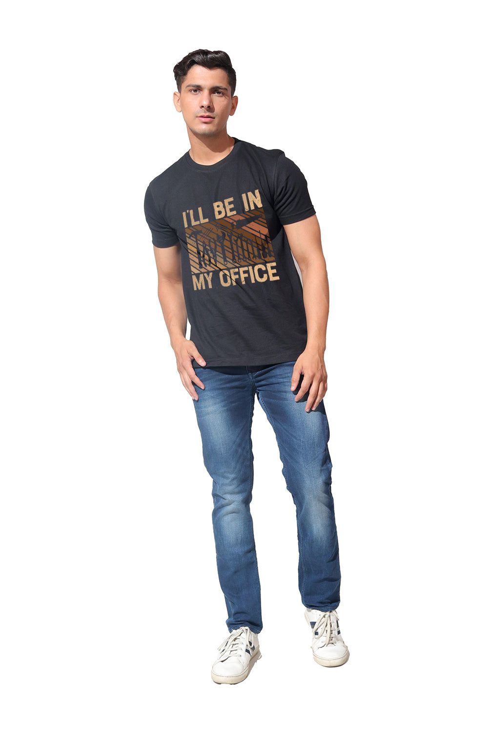 Kinnko Premium Cotton Mens Printed T-Shirt Black