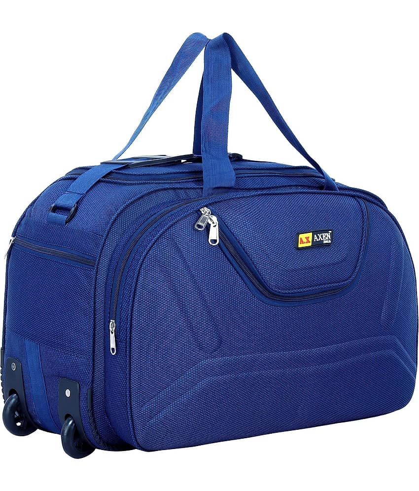 AXEN BAGS 50 Ltrs Navy Polyester Duffle Trolley