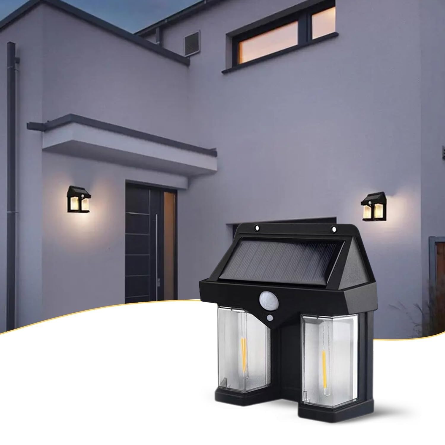 DHRUVINSRI Outdoor Solar Wall Double Lamp Garden Villa Night Lamp, Waterproof. Induction Light (1 Pc)