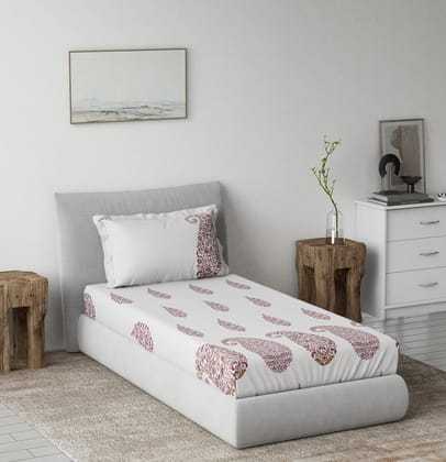 DDECOR - Radiance Collection 100% Cotton Global Ethnic Pattern 145TC Single Bedsheet|152 CM X 224 CM| - Wine