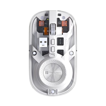 Portronics Toad 8 Transparent Wireless Bluetooth Mouse with Dual Wireless (BT + 2.4 GHz), Rechargeable Battery, Noise-Free Clicking, Show/Hide Desktop, Multi-Device Pair, Adjust Sensitivity 