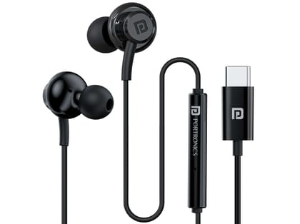 Portronics Conch Gamma C Type C Earphone, 14.2mm Dynamic Driver, In Line HD Mic,TPE Anti Tangle Material