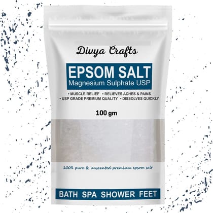 Epsom Bath Salt Crystals 100gm | Pure Pharma Grade Magnesium Sulfate for Muscle Relaxation, Foot Soak & Pain Relief | Unscented, Detoxifying Bath Salt Epsom Bath Salt Crystals 100gm | Pure Pharma Grade Magnesium Sulfate for Muscle Relaxation, Foot Soak & Pain Relief | Unscented, Detoxifying Bath Salt
