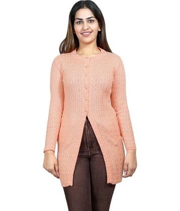Ogarti Woollen Peach Buttoned Cardigans - Single