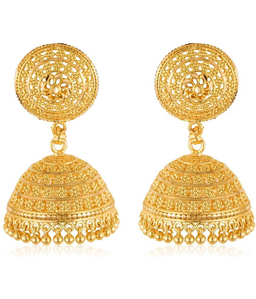 VIVASTRI Golden Jhumki Earrings ( Pack of 1 )
