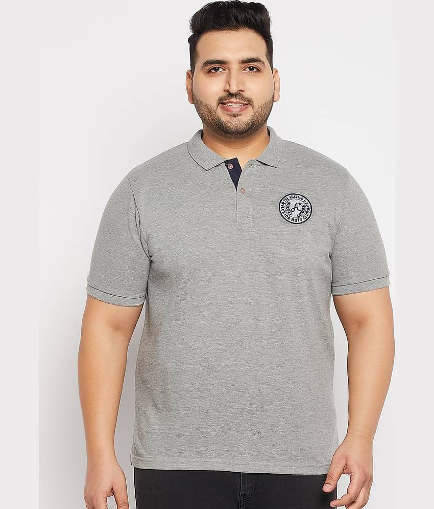 AUSTIVO Pack of 1 Cotton Blend Regular Fit Solid Half Sleeves Men's Polo T Shirt ( Grey )