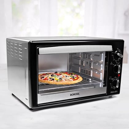Borosil Prima 30 L Oven Toaster Grill Motorised Rotisserie Convection Heating 6 Heating Modes Chrome Grey Borosil Prima 30 L Oven Toaster Grill Motorised Rotisserie Convection Heating 6 Heating Modes Chrome Grey