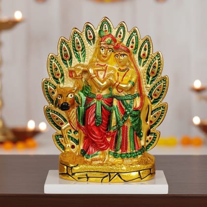 Aluminium Wall Hanging Radha Krishna Meena Work Showpiece, Height : 9 Inch (ASMAS451 M)