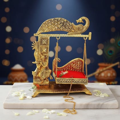 Aluminium Showpiece Krishna With Jhula Statue (ASMAS458 K)